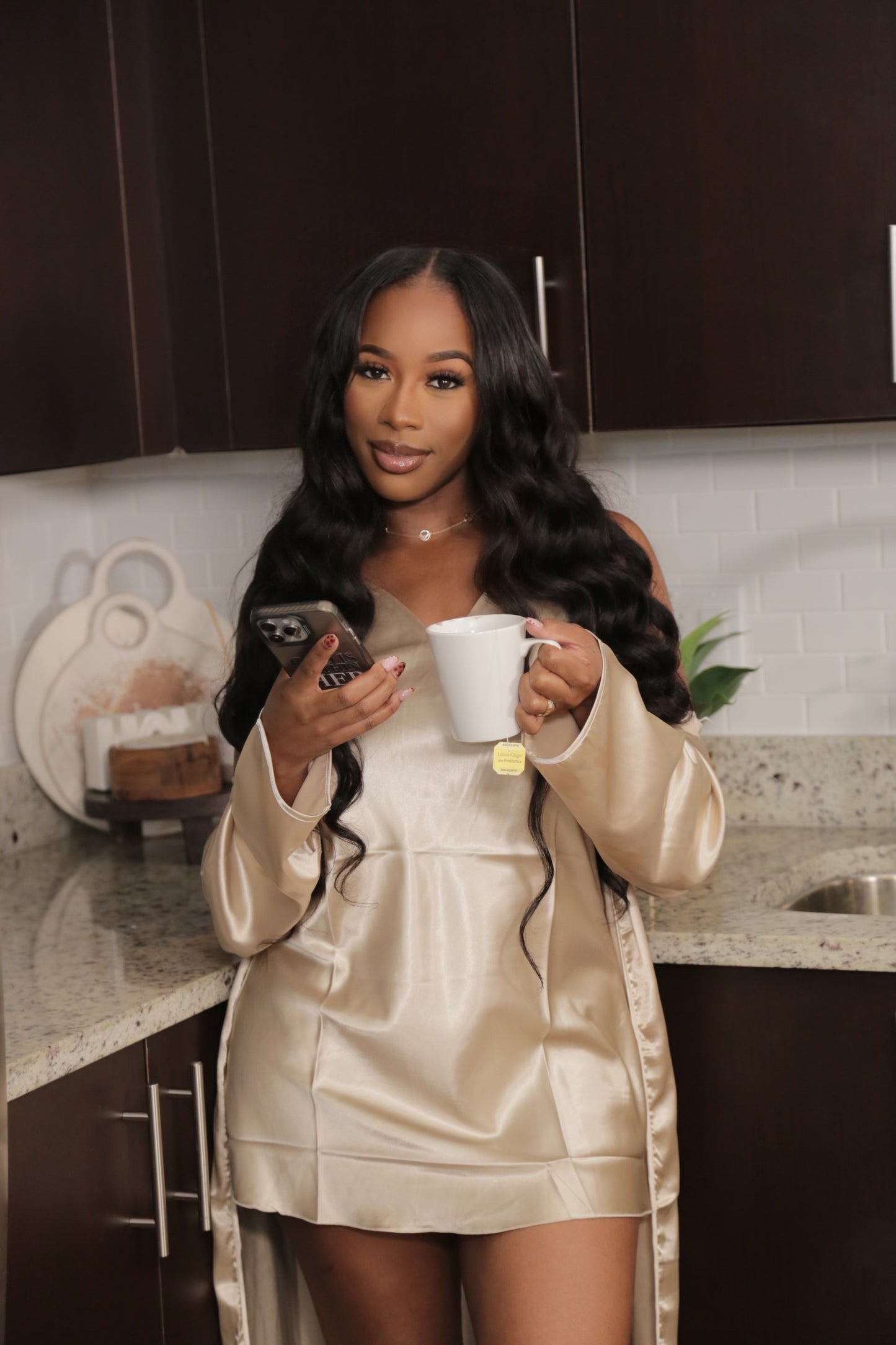 Signature Satin Dress And Robe Loungewear Set